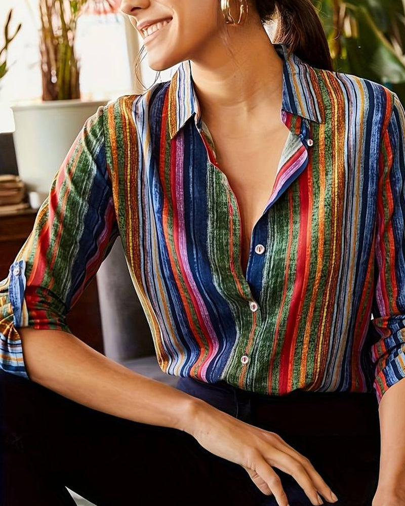 Striped Women's Blouse with Buttons – Sofia
