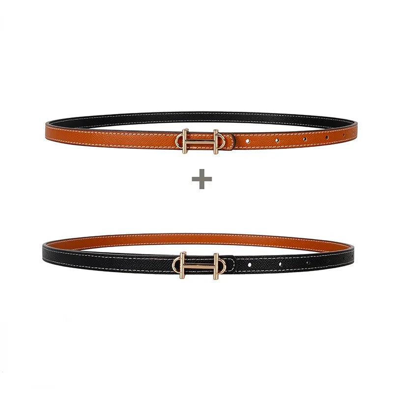 Reversible H-Buckle Leather Belt with Dual Colour Options-Brown & Black-State of Style