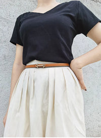 Reversible H-Buckle Leather Belt with Dual Colour Options-White & Deep Blue-State of Style