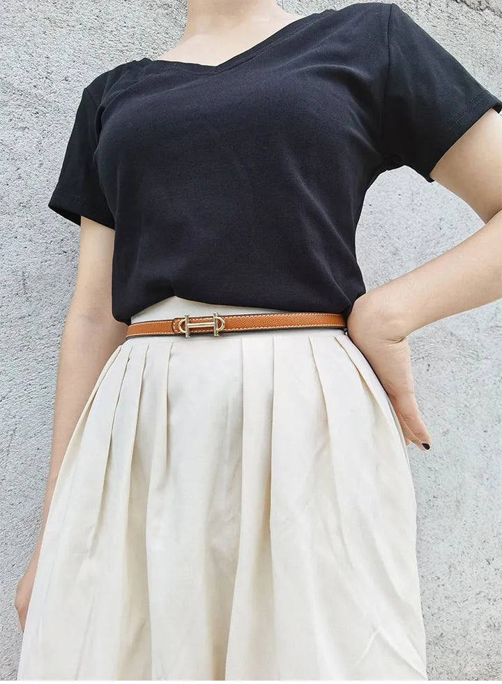 Reversible H-Buckle Leather Belt with Dual Colour Options-White & Deep Blue-State of Style