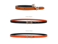 Reversible H-Buckle Leather Belt with Dual Colour Options-White & Deep Blue-State of Style