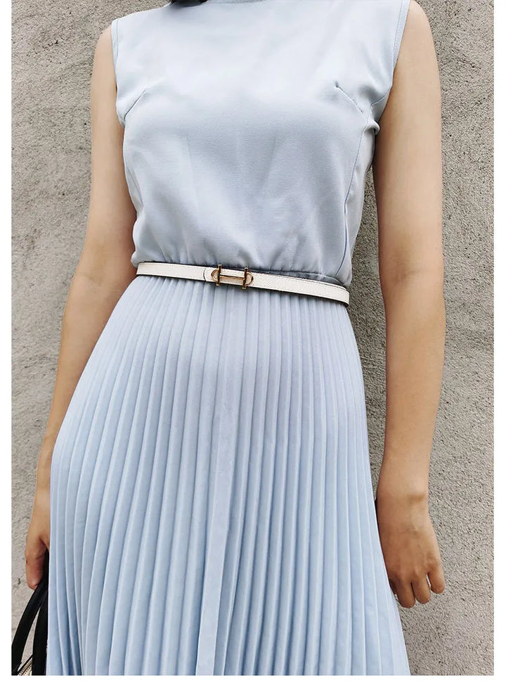 Reversible H-Buckle Leather Belt with Dual Colour Options-White & Deep Blue-State of Style