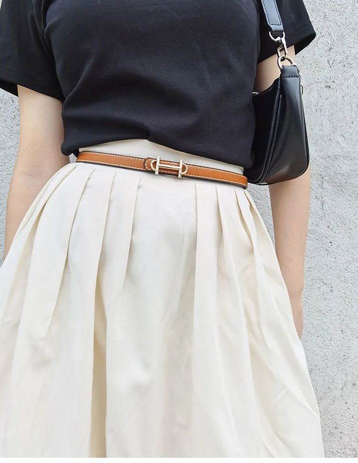 Reversible H-Buckle Leather Belt with Dual Colour Options-White & Deep Blue-State of Style