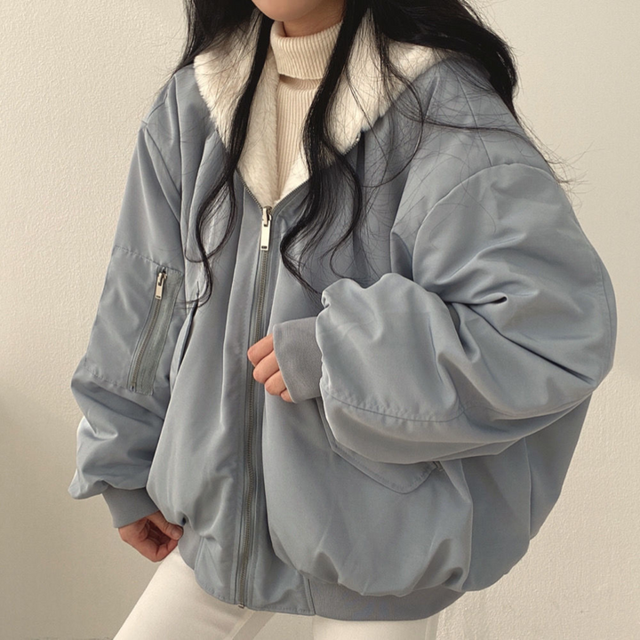 Reversible Ladies' Winter Coat with Hood - Isla-Blue-S-State of Style