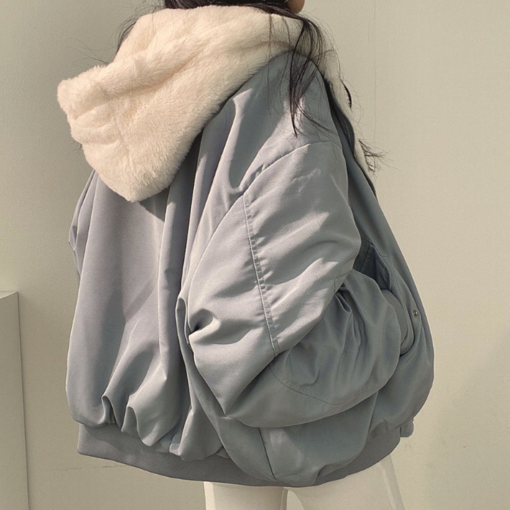Reversible Ladies' Winter Coat with Hood - Isla-Blue-S-State of Style