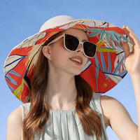Reversible sun hat made of cotton with a wide brim (56–60 cm) – Liora-Pink (double-sided)-State of Style