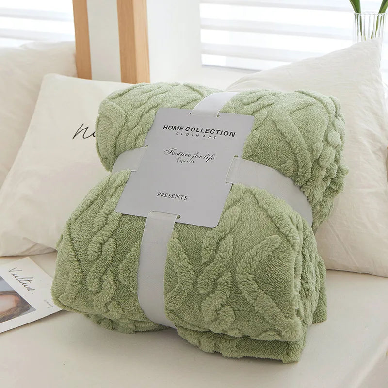 Reversible Thick Lambswool Blanket - CozyLuxe-Green-70x100cm-State of Style