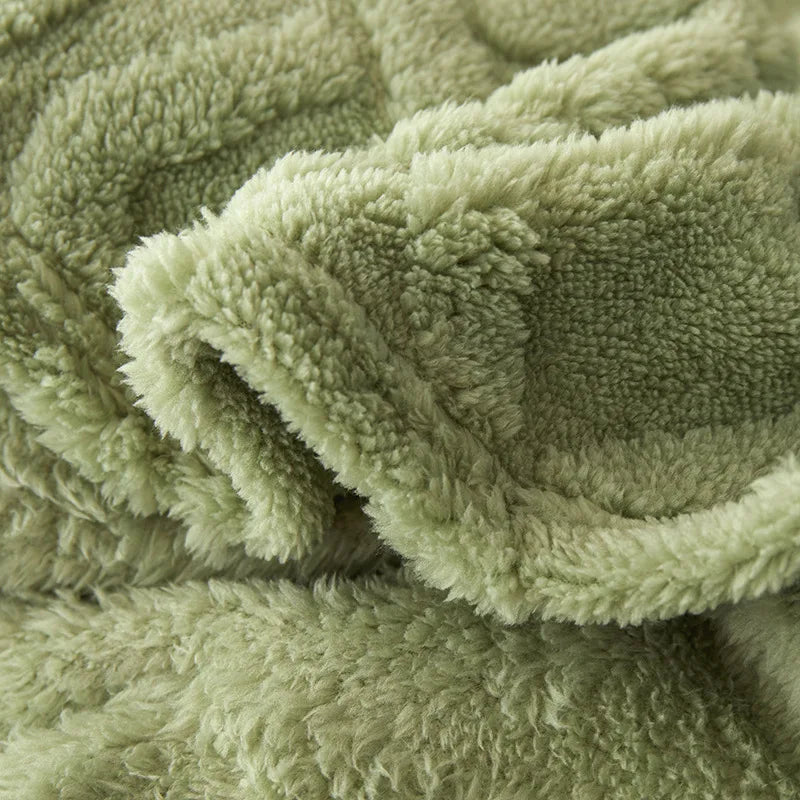 Reversible Thick Lambswool Blanket - CozyLuxe-Green-70x100cm-State of Style