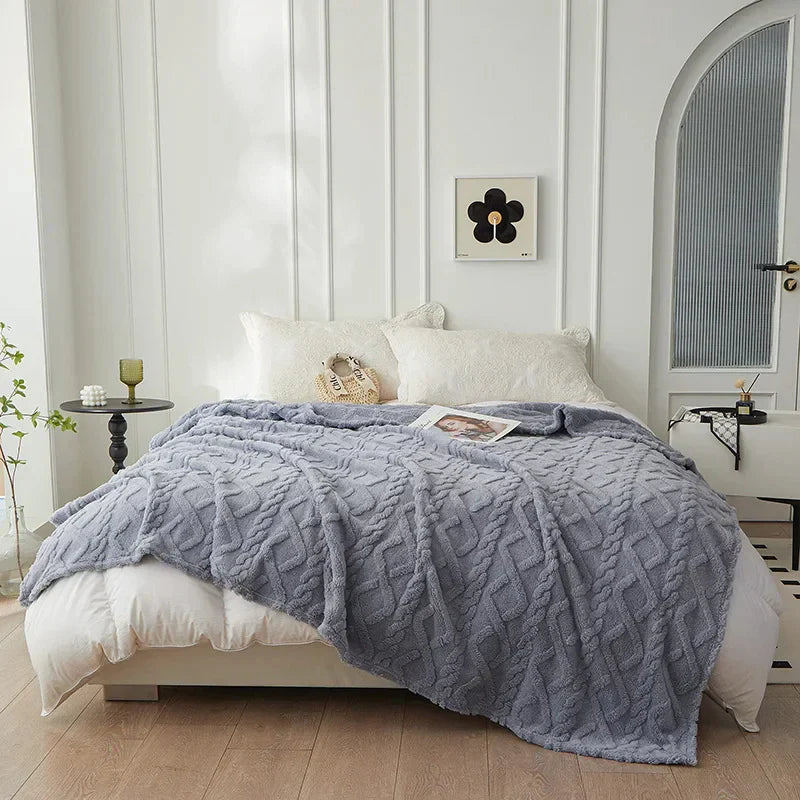 Reversible Thick Lambswool Blanket - CozyLuxe-Grey-70x100cm-State of Style