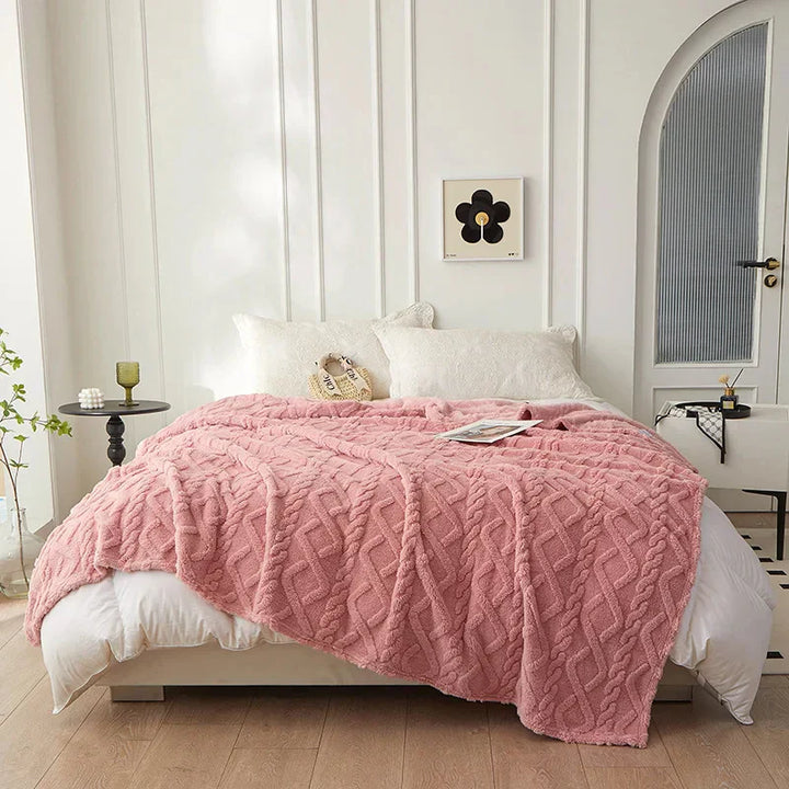 Reversible Thick Lambswool Blanket - CozyLuxe-Pink-70x100cm-State of Style