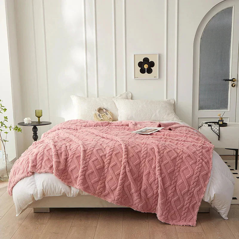 Reversible Thick Lambswool Blanket - CozyLuxe-Pink-70x100cm-State of Style