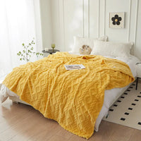 Reversible Thick Lambswool Blanket - CozyLuxe-Yellow-70x100cm-State of Style