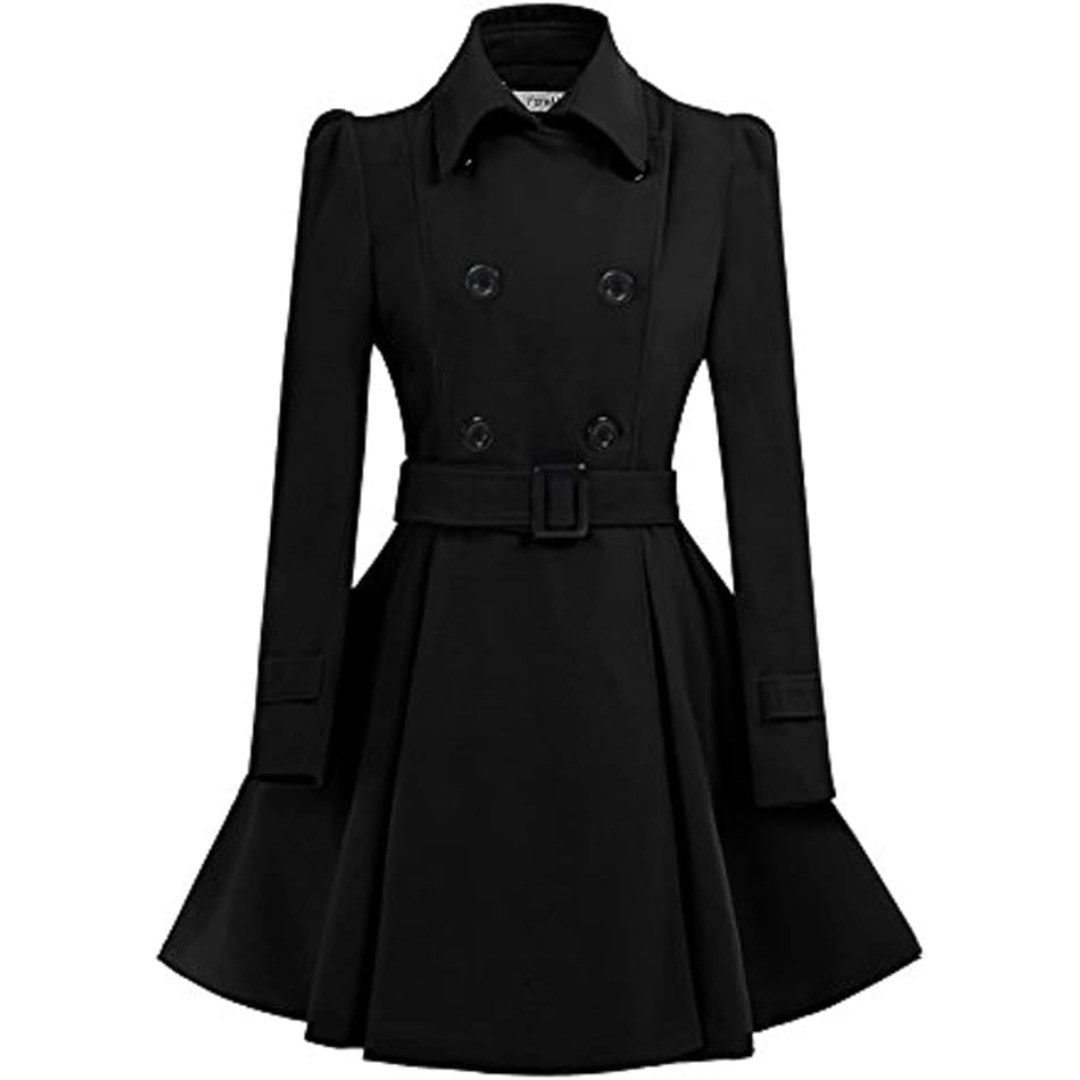 Reversible Wool Peacoat with Belt - Patty-Black-S-State of Style