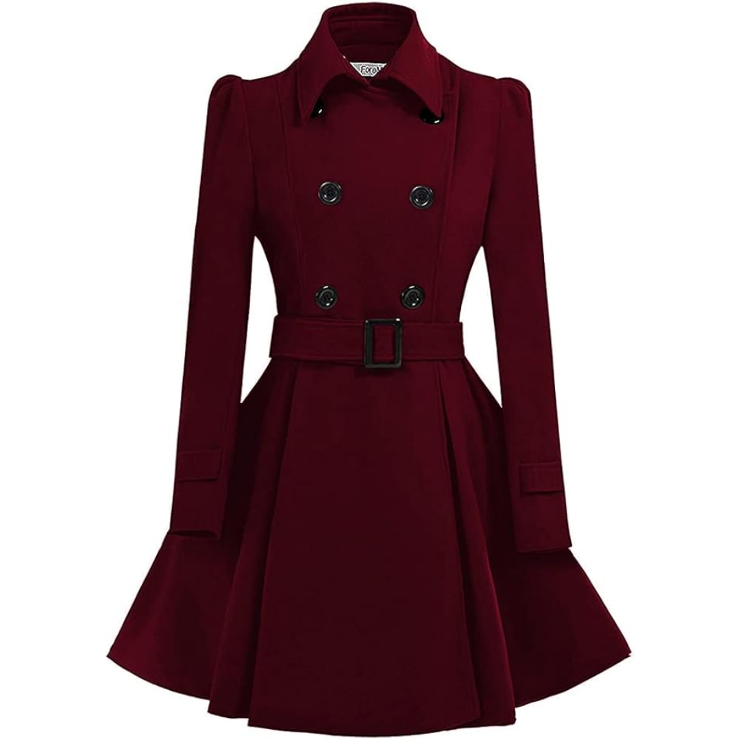Reversible Wool Peacoat with Belt - Patty-Bordeaux-S-State of Style