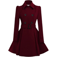 Reversible Wool Peacoat with Belt - Patty-Bordeaux-S-State of Style