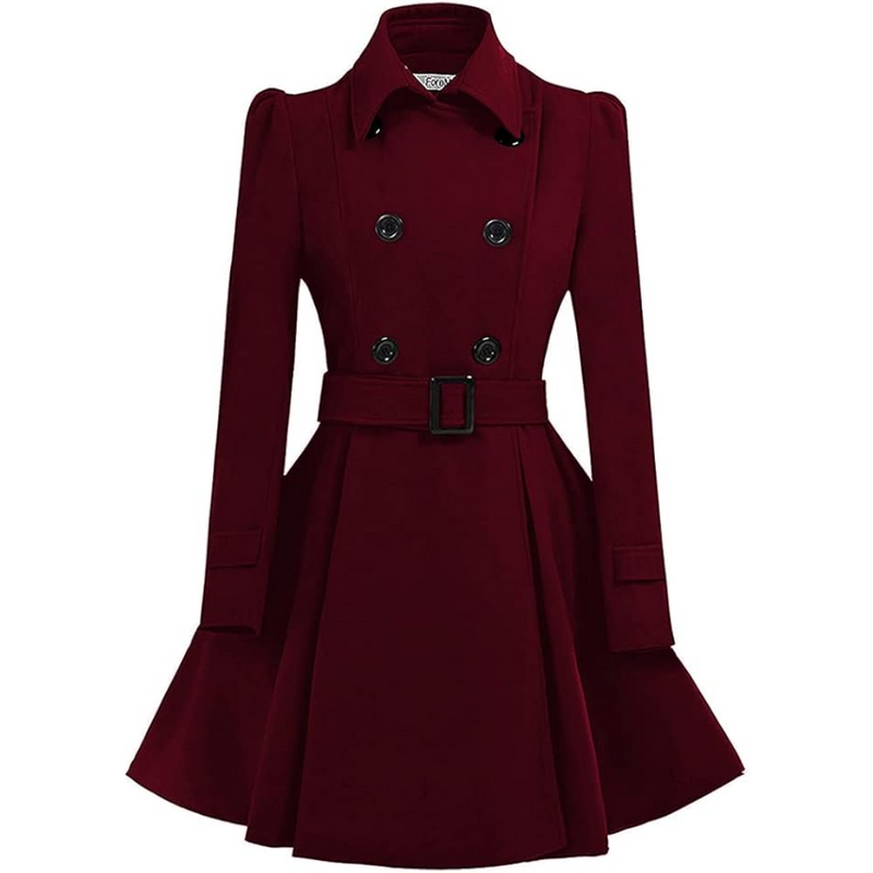 Reversible Wool Peacoat with Belt - Patty-Bordeaux-S-State of Style