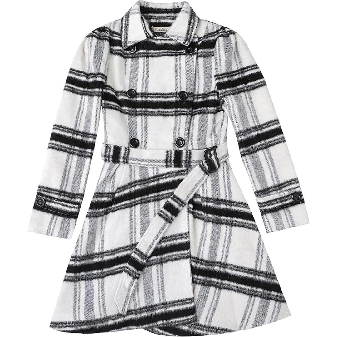 Reversible Wool Peacoat with Belt - Patty-Checkered-S-State of Style