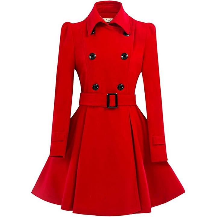 Reversible Wool Peacoat with Belt - Patty-Red-S-State of Style