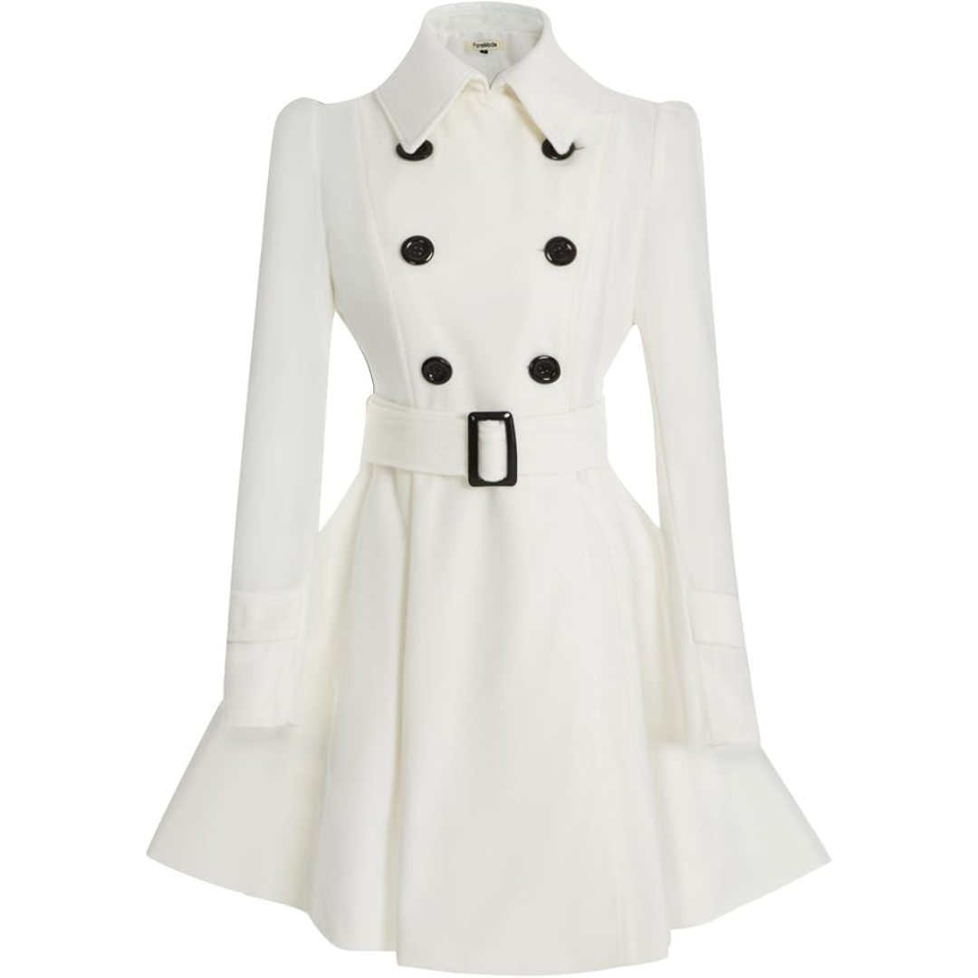 Reversible Wool Peacoat with Belt - Patty-White-S-State of Style