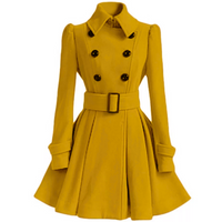 Reversible Wool Peacoat with Belt - Patty-Yellow-S-State of Style