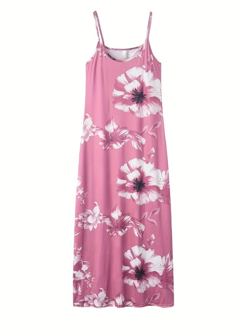 Rhea Slim Maxi Dress with Floral Pattern-Light Pink-S-State of Style
