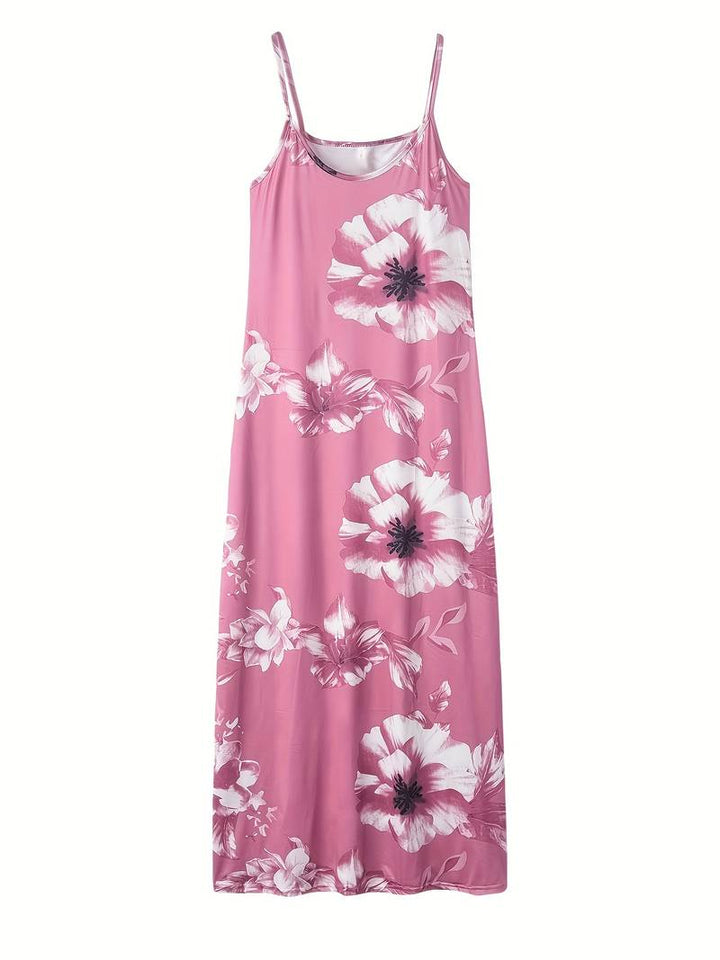 Rhea Slim Maxi Dress with Floral Pattern-Light Pink-S-State of Style