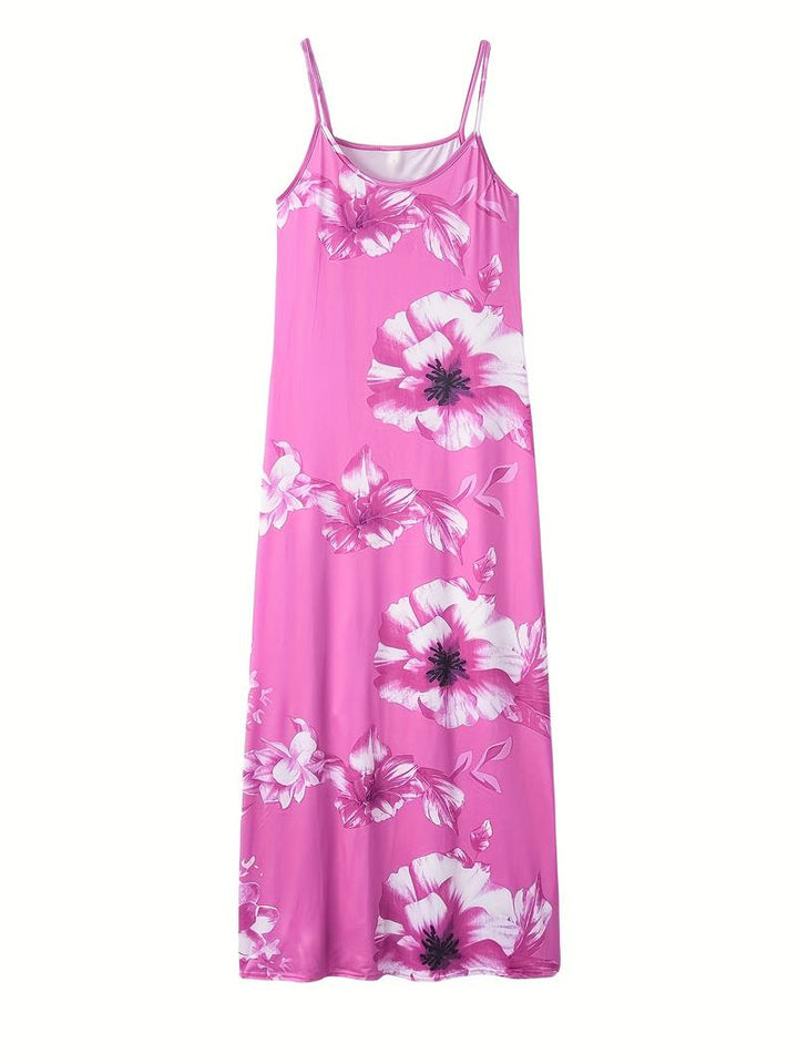 Rhea Slim Maxi Dress with Floral Pattern-Pink-S-State of Style