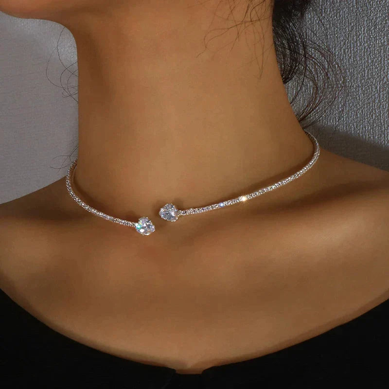Rhinestone Choker Necklace | Elegant Statement Jewellery-Gold-State of Style