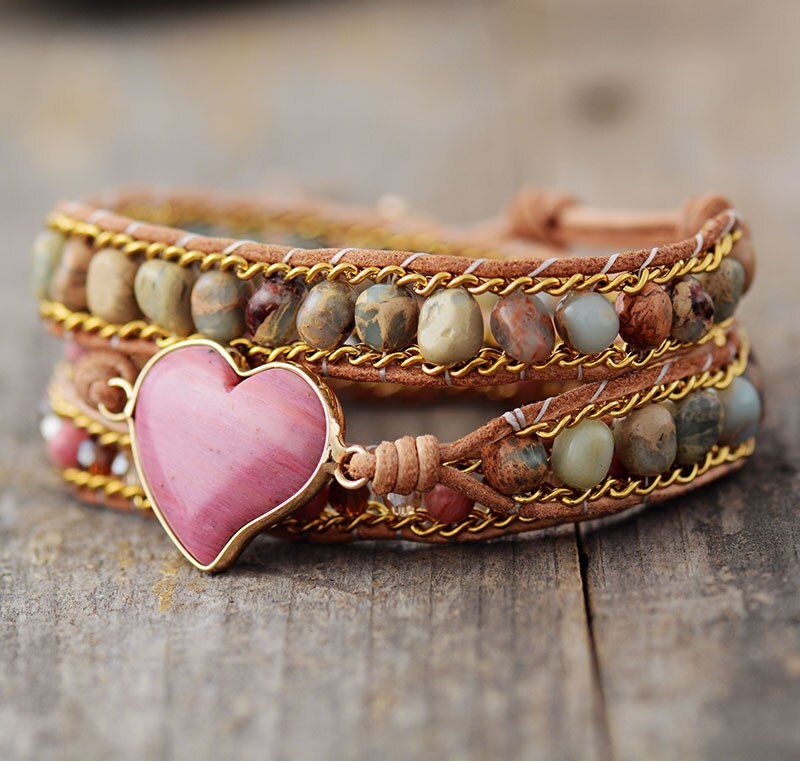 Rhodochrosite Healing Heart Bracelet - Roselle-State of Style
