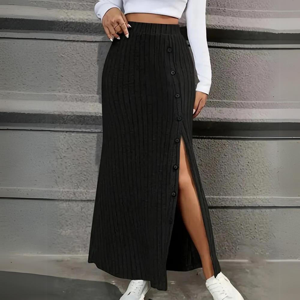 Ribbed Maxi Skirt – Selina-Black-XS-State of Style