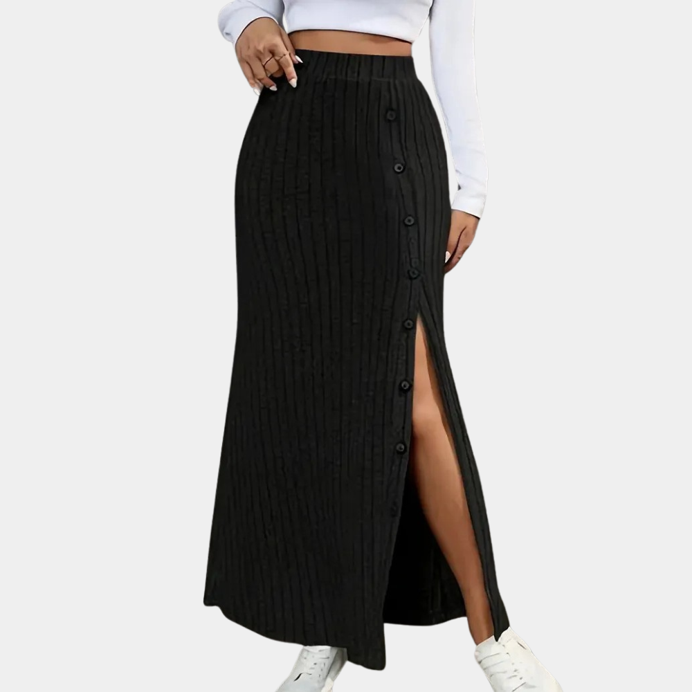 Ribbed Maxi Skirt – Selina-Black-XS-State of Style
