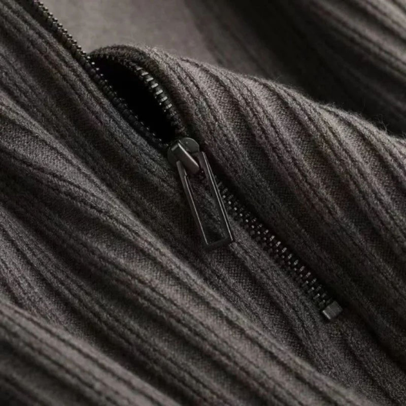 Ribbed Zip Sweater | Casual and Warm Men's Knitwear-Gray-S-State of Style