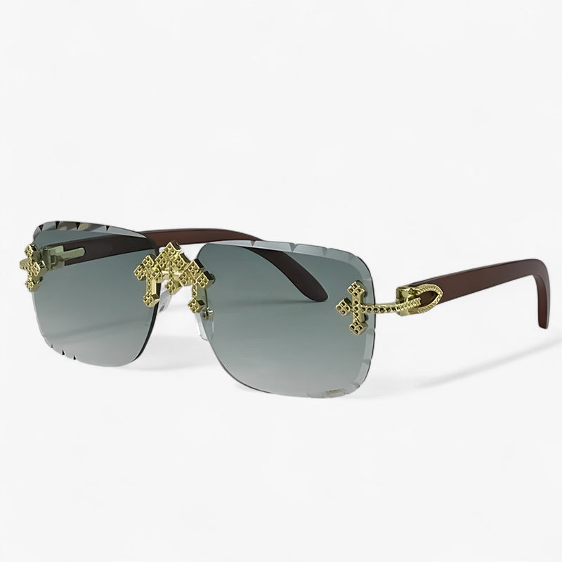 Rimless Steampunk sunglasses with metal accents – Nirex-Gray-State of Style