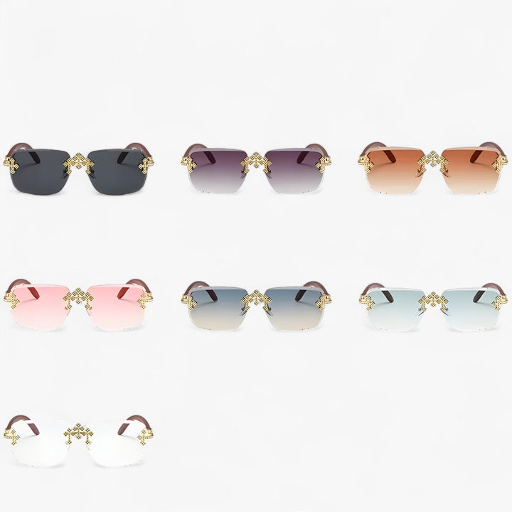 Rimless Steampunk sunglasses with metal accents – Nirex-Light brown-State of Style