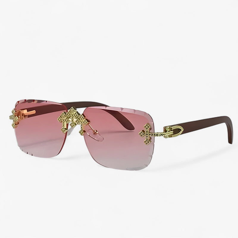 Rimless Steampunk sunglasses with metal accents – Nirex-Pink-State of Style