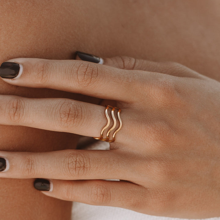 Ring with Wave Design - Nerida-5-Gold-State of Style