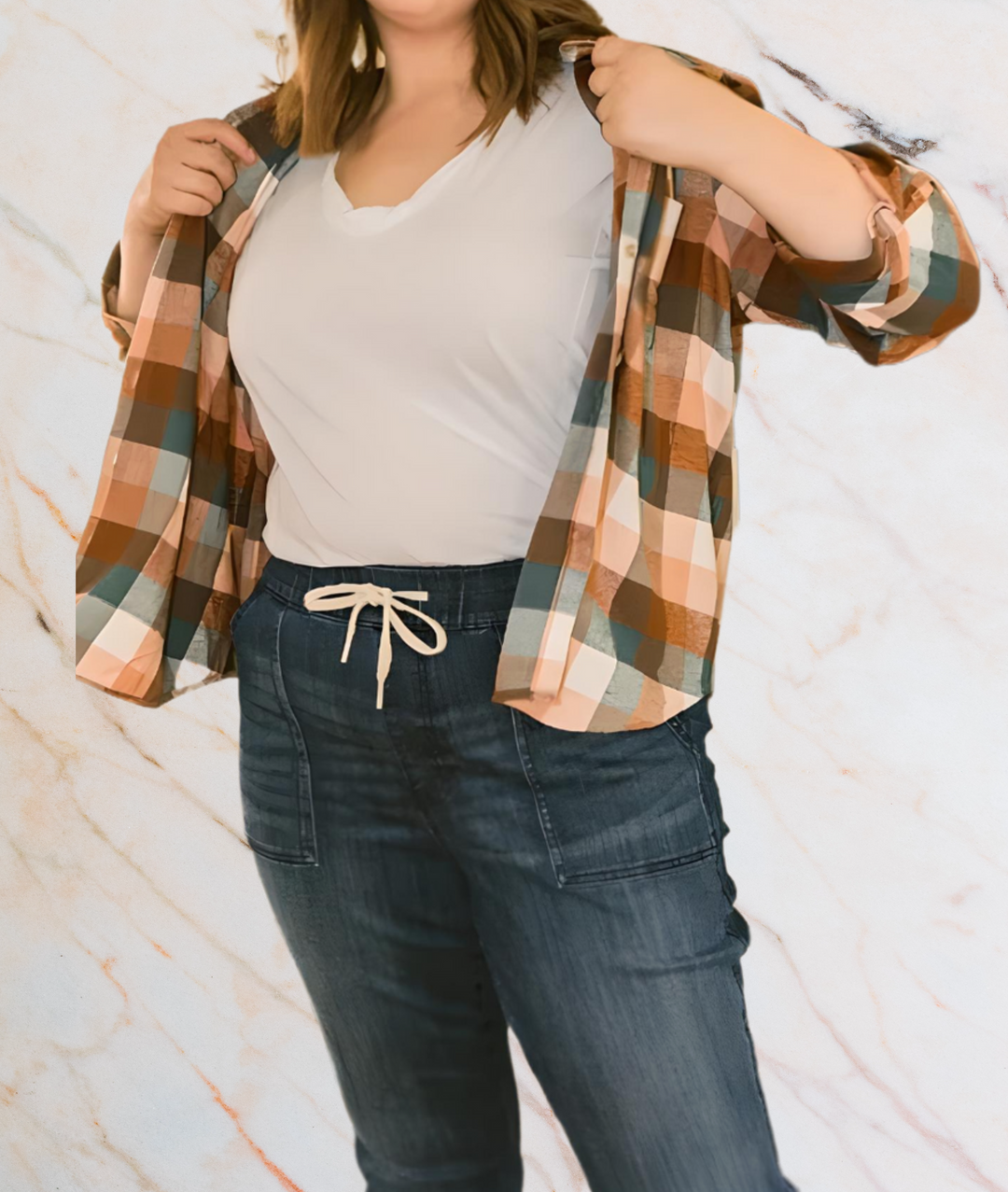 Ristie – High-Waisted Above-Ankle Jeans with White Tie Detail-XS-Dark Blue-State of Style