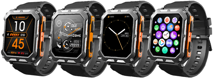 Robust Smartwatch with Heart Rate Monitor & Step Counter - EnduranceX-Black-State of Style