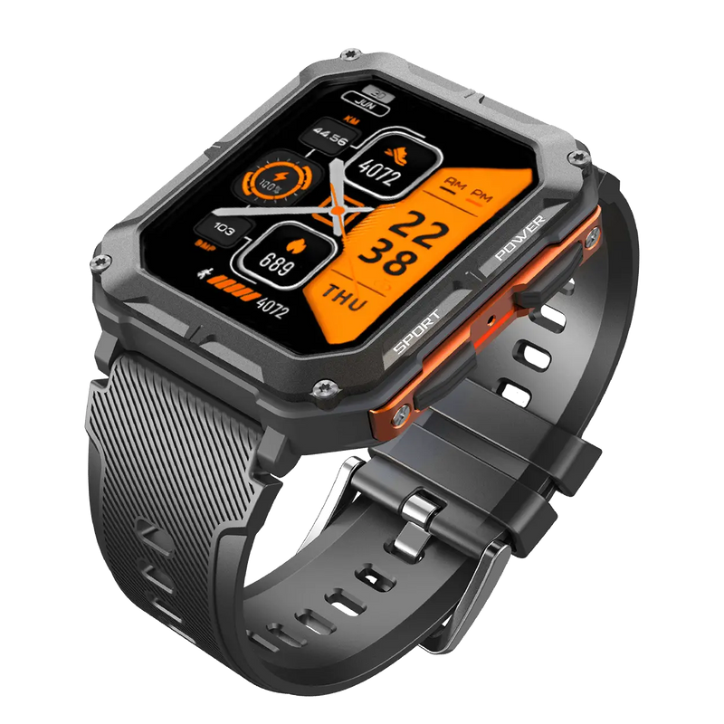 Robust Smartwatch with Heart Rate Monitor & Step Counter - EnduranceX-Black-State of Style