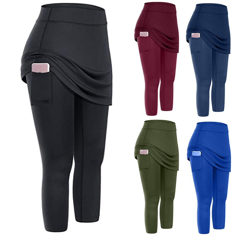 Rock leggings with practical side pockets – Mireille-Wine red-S-State of Style