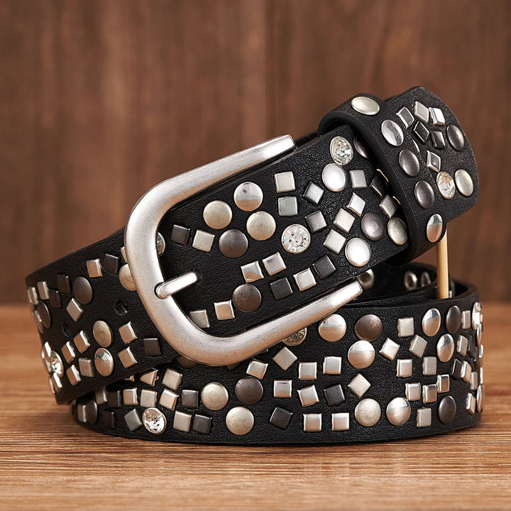 Rock ‘n’ Rivet Fashionista Strap – Edgy & Chic Statement Belt-Black-95 CM-State of Style