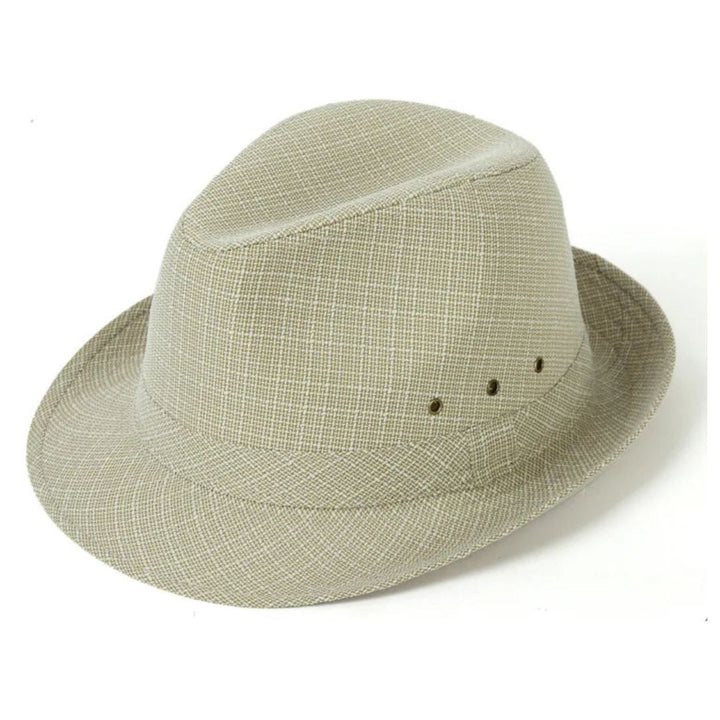 Roger Traditional Hat – Classic Fedora with Checkered Pattern-Khaki-57-State of Style