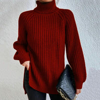 Roll-neck jumper for women - Velmora-Bordeaux red-S-State of Style