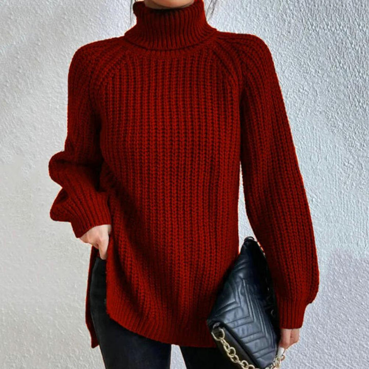 Roll-neck jumper for women - Velmora-Bordeaux red-S-State of Style