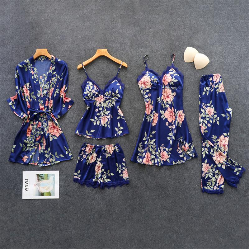 Romantic Satin Loungewear Set | Comfortable & Stylish-Navy Blue-M-State of Style