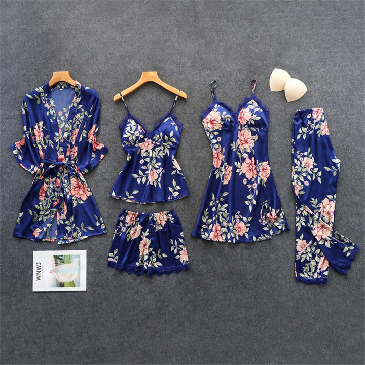 Romantic Satin Loungewear Set | Comfortable & Stylish-Navy Blue-M-State of Style