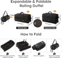 Extra Large Expandable Rolling Duffle Bag 110L–140L – Foldable Travel Luggage