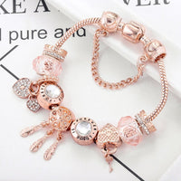 Rose Dreamcatcher Bracelet with Charms in Sterling Silver - Pink-16 cm-State of Style