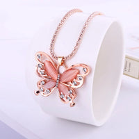 ROSE GOLD OPAL BUTTERFLY NECKLACE-State of Style