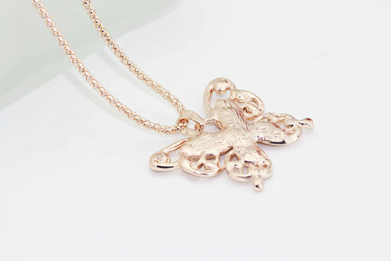 ROSE GOLD OPAL BUTTERFLY NECKLACE-State of Style